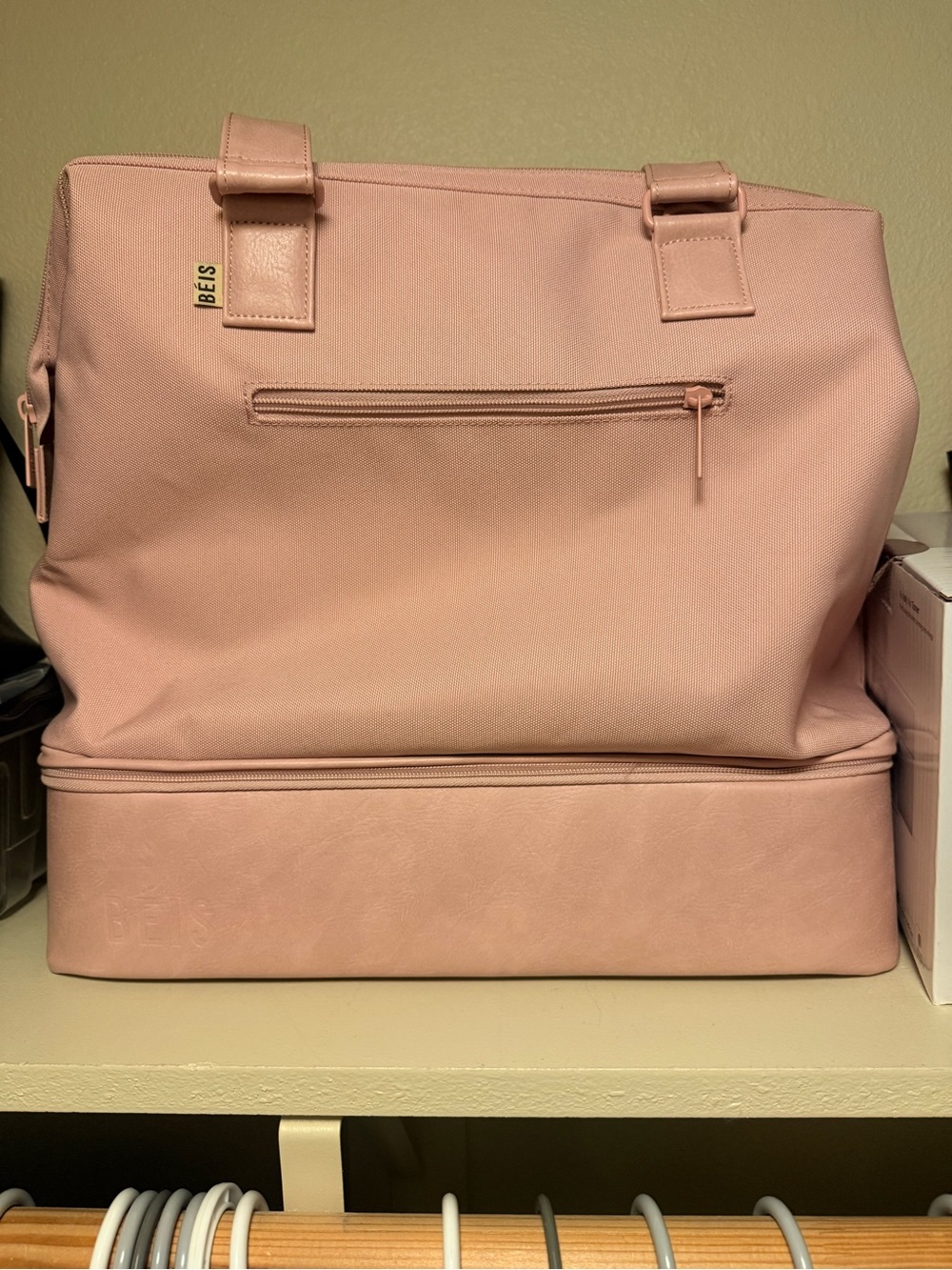 BEIS Blush Pink Dual-Compartment Travel Tote